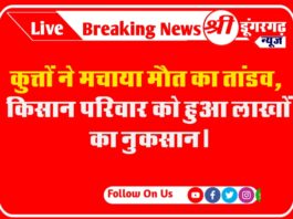 कुत्तों ने मचाया मौत का तांडव, किसान परिवार को हुआ लाखों का नुकसान।