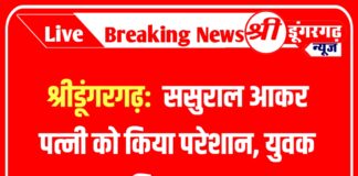 श्रीडूंगरगढ़ न्यूज: ससुराल आकर पत्नी को किया परेशान, युवक गिरफ्तार।